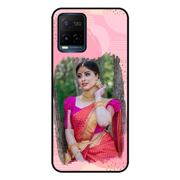 Vivo T1X Personalized Glass Phone Case - Gold Glitter Splash Design Vivo T1X Personalized Glass Phone Case - Gold Glitter Splash Design