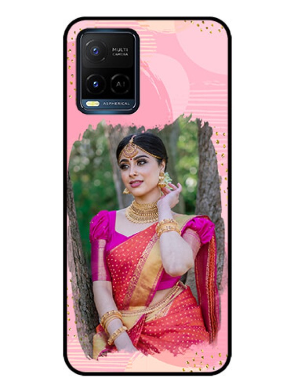 Custom Vivo T1X Personalized Glass Phone Case - Gold Glitter Splash Design