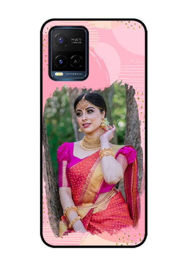 Vivo T1X Personalized Glass Phone Case - Gold Glitter Splash Design