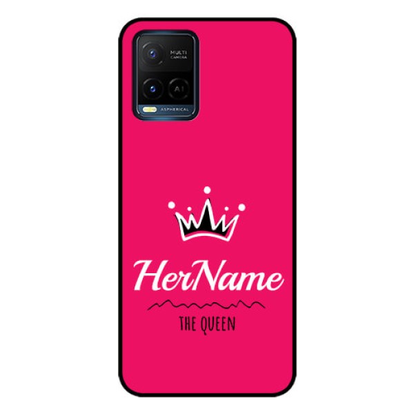 Vivo T1X Glass Phone Case Queen with Name Vivo T1X Glass Phone Case Queen with Name