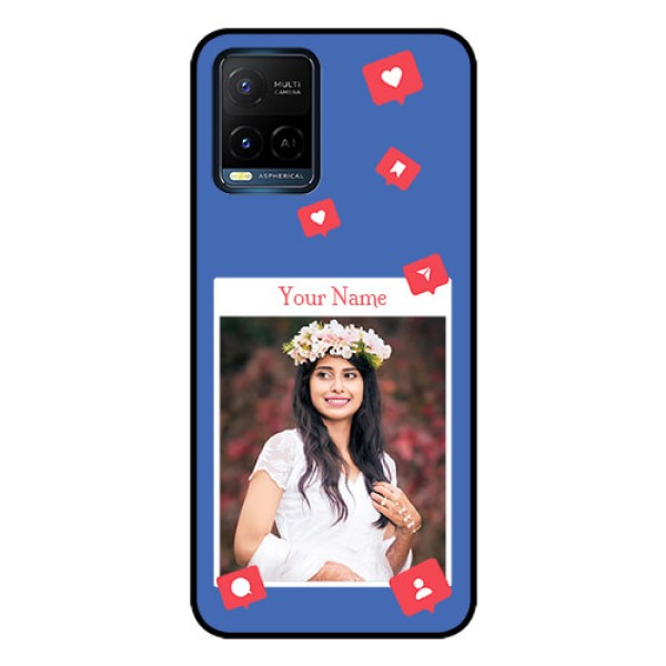 Vivo T1X Custom Glass Phone Case - Like Share And Comment Design