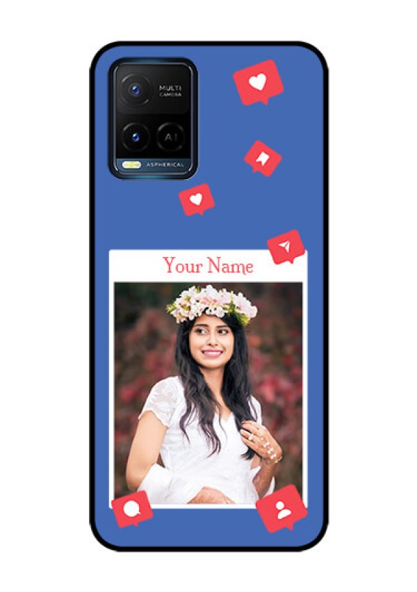 Vivo T1X Custom Glass Phone Case - Like Share And Comment Design