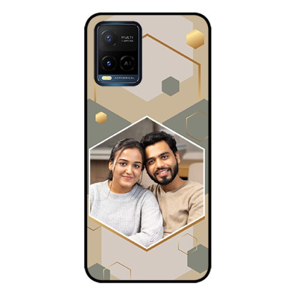 Vivo T1X Photo Printing on Glass Case - Stylish Hexagon Pattern Design Vivo T1X Photo Printing on Glass Case - Stylish Hexagon Pattern Design
