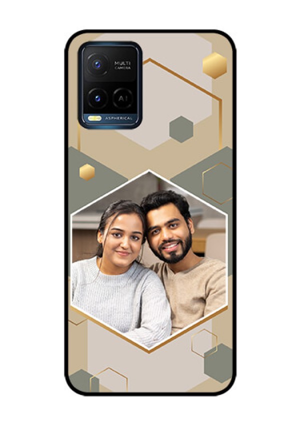Vivo T1X Photo Printing on Glass Case - Stylish Hexagon Pattern Design