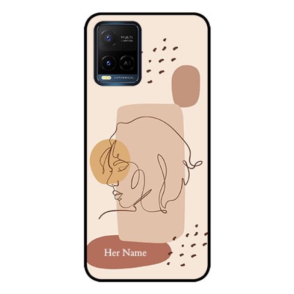 Vivo T1X Photo Printing on Glass Case - Calm Woman line art Design Vivo T1X Photo Printing on Glass Case - Calm Woman line art Design