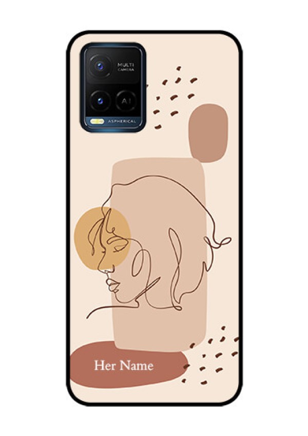 Vivo T1X Photo Printing on Glass Case - Calm Woman line art Design