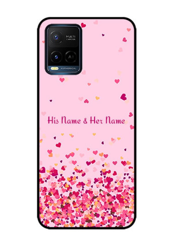 Vivo T1X Photo Printing on Glass Case - Floating Hearts Design