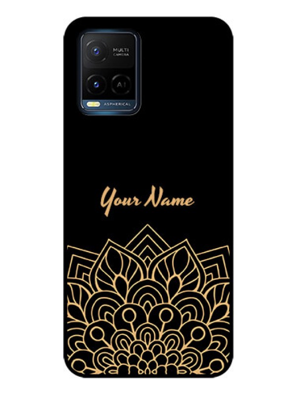 Custom Vivo T1X Custom Glass Phone Case - Golden mandala Design