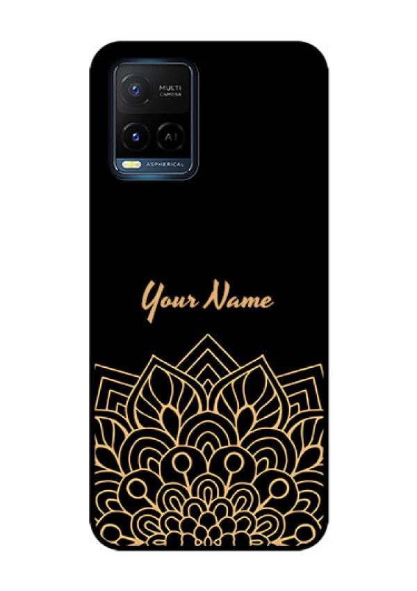Vivo T1X Custom Glass Phone Case - Golden mandala Design