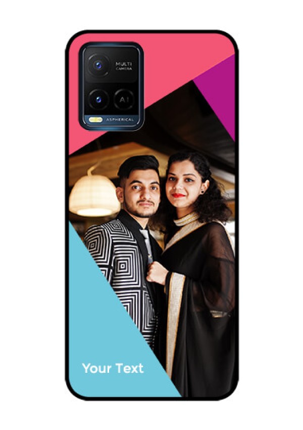 Vivo T1X Custom Glass Mobile Case - Stacked Triple colour Design