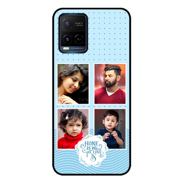 Vivo T1X Custom Glass Phone Case - Cute love quote with 4 pic upload Design Vivo T1X Custom Glass Phone Case - Cute love quote with 4 pic upload Design
