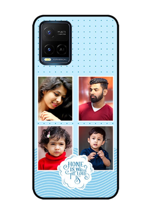 Vivo T1X Custom Glass Phone Case - Cute love quote with 4 pic upload Design