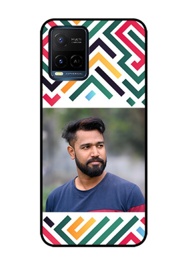 Vivo T1X Personalized Glass Phone Case - Colorful Maze Pattern Design
