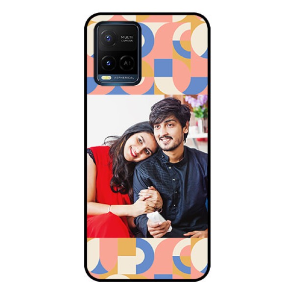 Vivo T1X Photo Printing on Glass Case - Semi-circle Maze Pattern Design