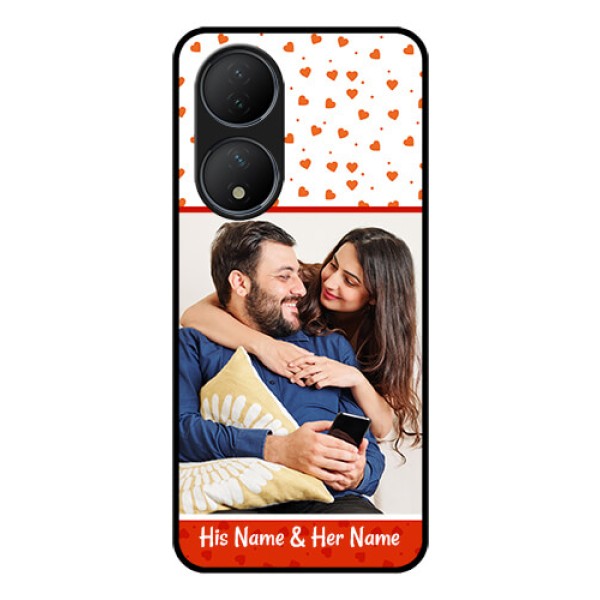 Vivo T2 5G Custom Glass Phone Case - Orange Love Symbol Design Vivo T2 5G Custom Glass Phone Case - Orange Love Symbol Design