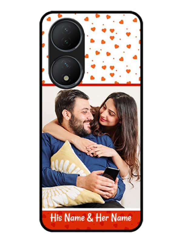 Custom Vivo T2 5G Custom Glass Phone Case - Orange Love Symbol Design