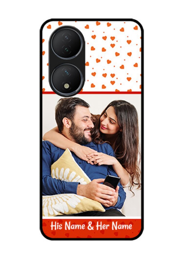 Vivo T2 5G Custom Glass Phone Case - Orange Love Symbol Design