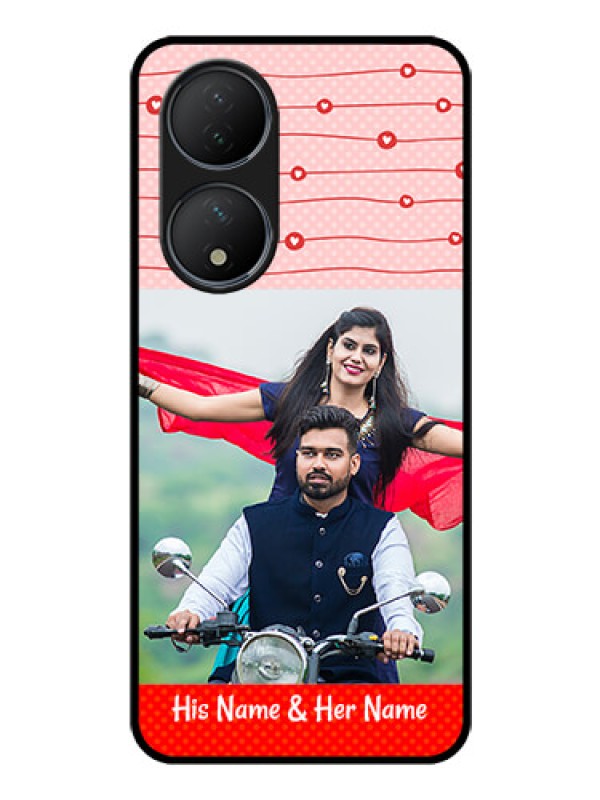 Custom Vivo T2 5G Personalized Glass Phone Case - Red Pattern Case Design