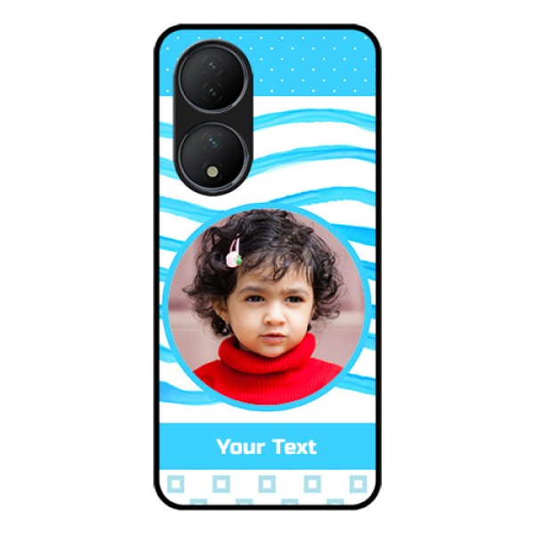 Vivo T2 5G Custom Glass Phone Case - Simple Blue Case Design