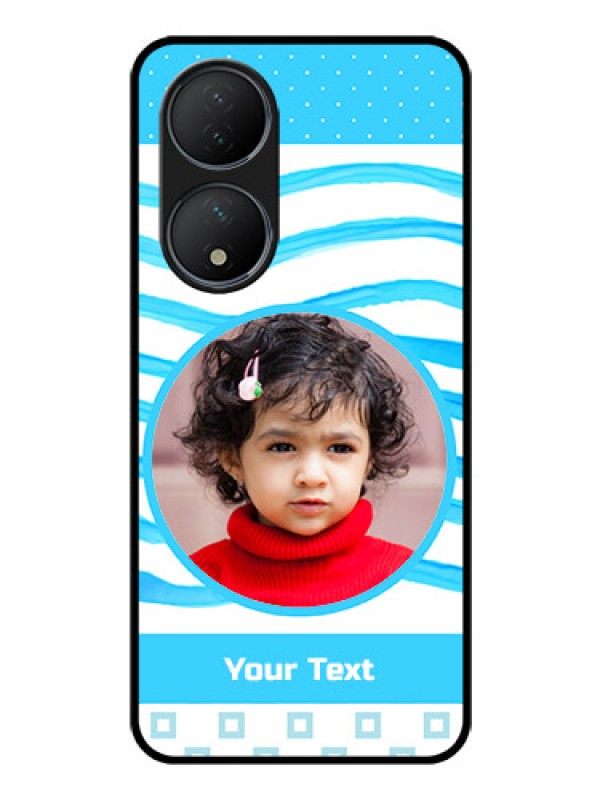 Custom Vivo T2 5G Custom Glass Phone Case - Simple Blue Case Design