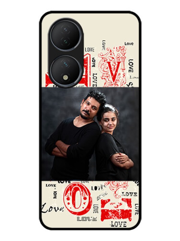 Custom Vivo T2 5G Photo Printing on Glass Case - Trendy Love Design Case
