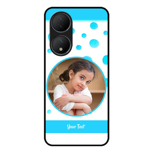 Vivo T2 5G Photo Printing on Glass Case - Blue Bubbles Pattern Design