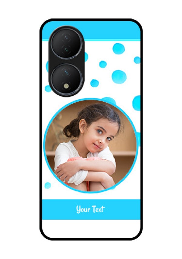Vivo T2 5G Photo Printing on Glass Case - Blue Bubbles Pattern Design