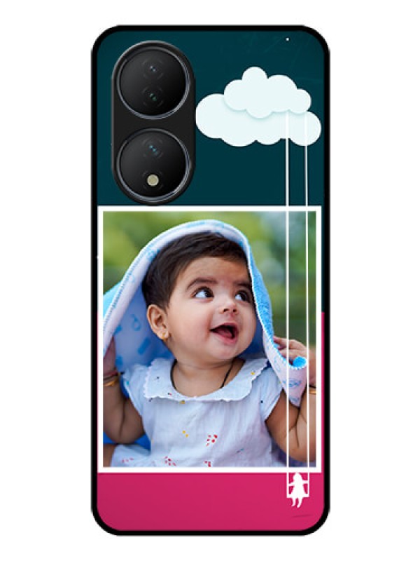 Custom Vivo T2 5G Custom Glass Phone Case - Cute Girl with Cloud Design