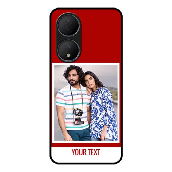 Vivo T2 5G Personalized Glass Phone Case - Simple Red Color Design