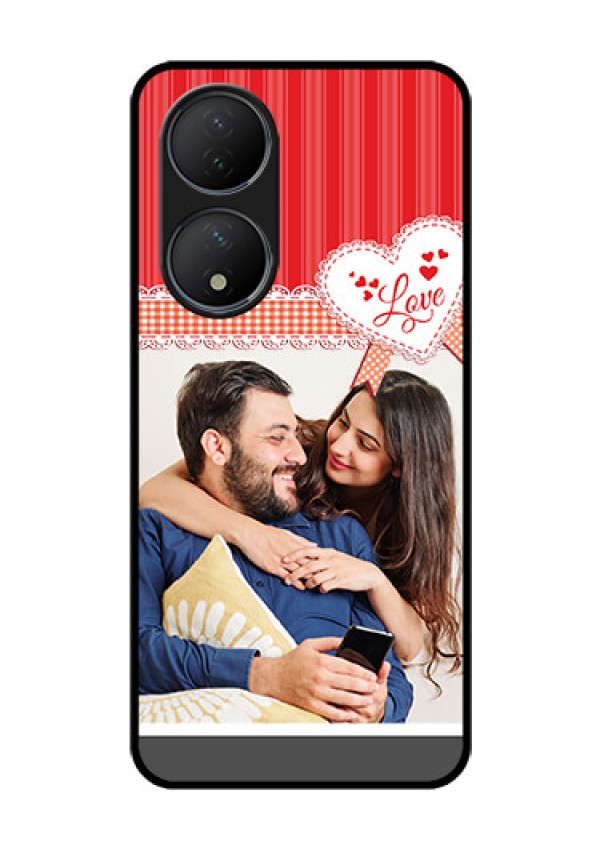 Vivo T2 5G Custom Glass Mobile Case - Red Love Pattern Design