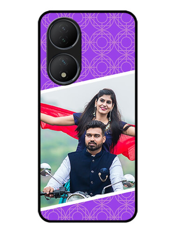 Custom Vivo T2 5G Custom Glass Phone Case - Violet Pattern Design