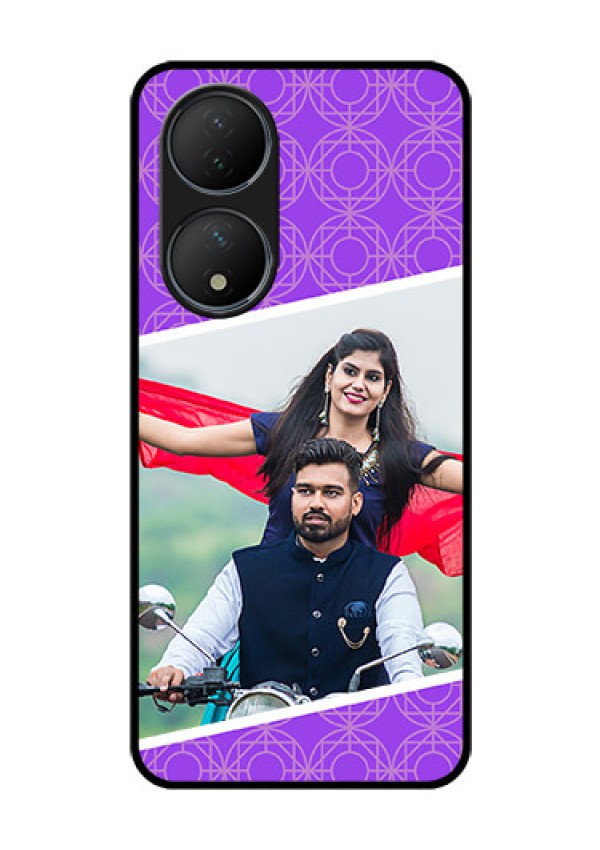 Vivo T2 5G Custom Glass Phone Case - Violet Pattern Design