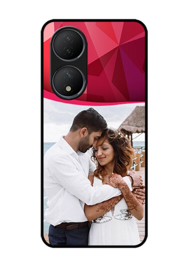 Vivo T2 5G Custom Glass Mobile Case - Red Abstract Design