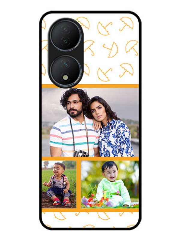 Custom Vivo T2 5G Custom Glass Mobile Case - Yellow Pattern Design