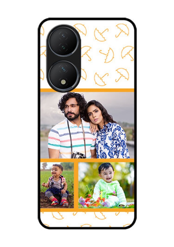 Vivo T2 5G Custom Glass Mobile Case - Yellow Pattern Design