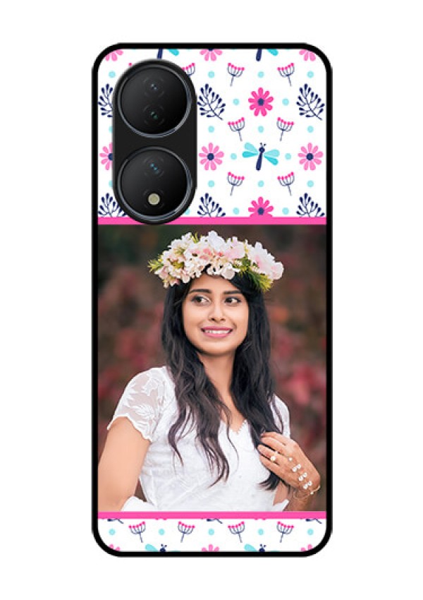 Vivo T2 5G Photo Printing on Glass Case - Colorful Flower Design
