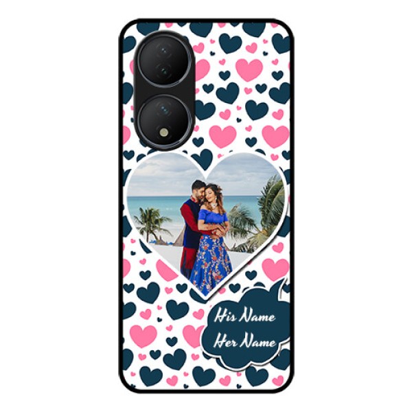 Vivo T2 5G Custom Glass Phone Case - Pink & Blue Heart Design