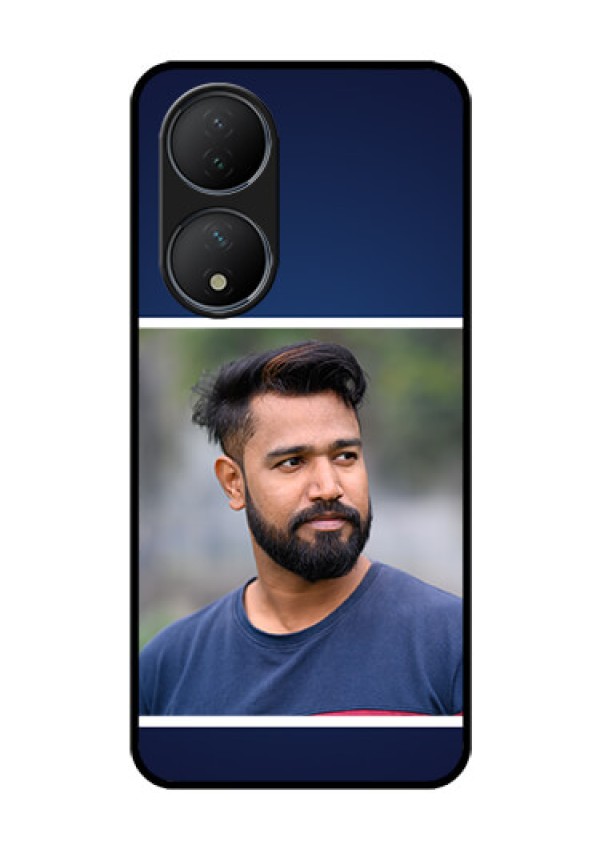 Vivo T2 5G Personalized Glass Phone Case - Simple Royal Blue Design