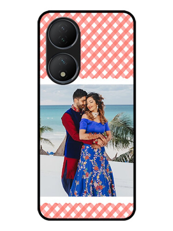 Custom Vivo T2 5G Personalized Glass Phone Case - Pink Pattern Design