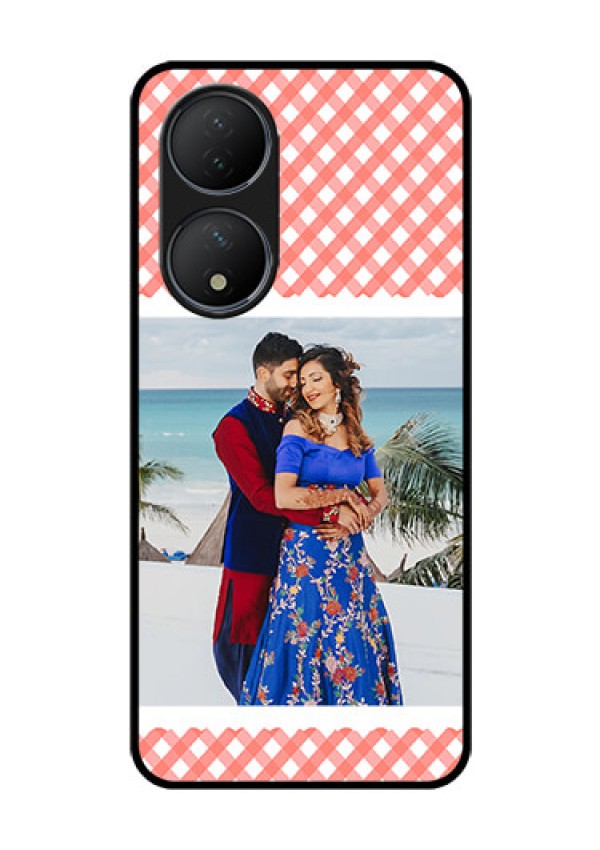 Vivo T2 5G Personalized Glass Phone Case - Pink Pattern Design
