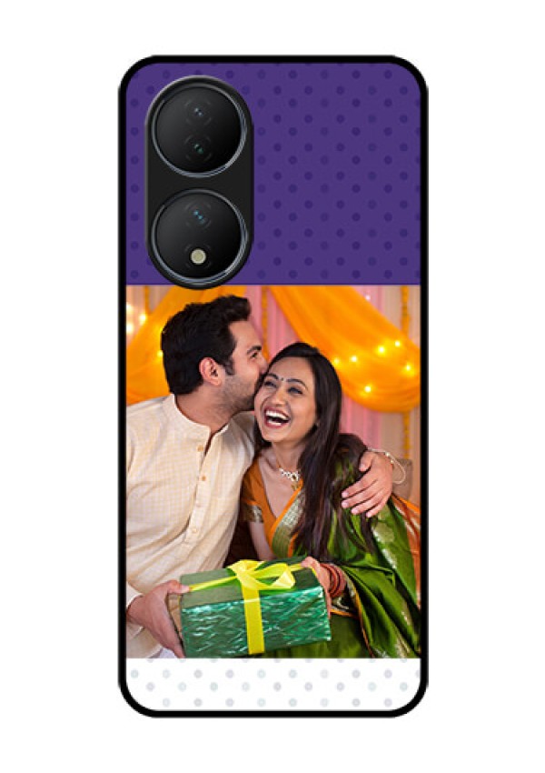 Vivo T2 5G Personalized Glass Phone Case - Violet Pattern Design