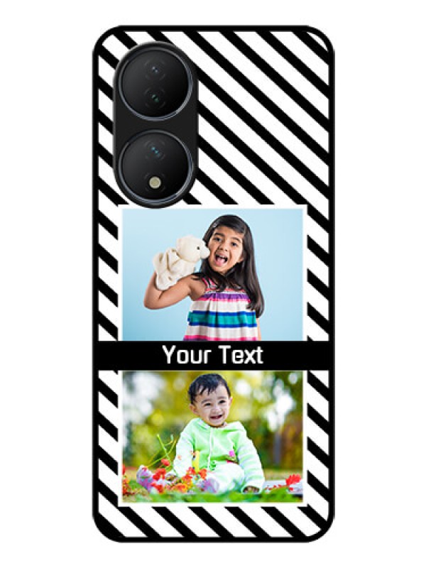Custom Vivo T2 5G Photo Printing on Glass Case - Black And White Stripes Design