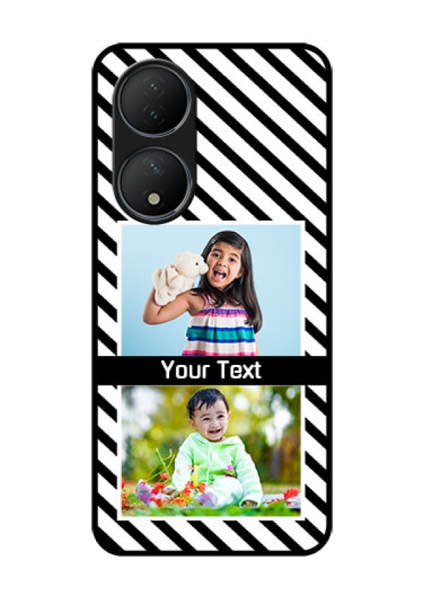 Vivo T2 5G Photo Printing on Glass Case - Black And White Stripes Design