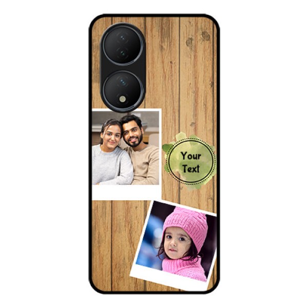 Vivo T2 5G Custom Glass Phone Case - Wooden Texture Design