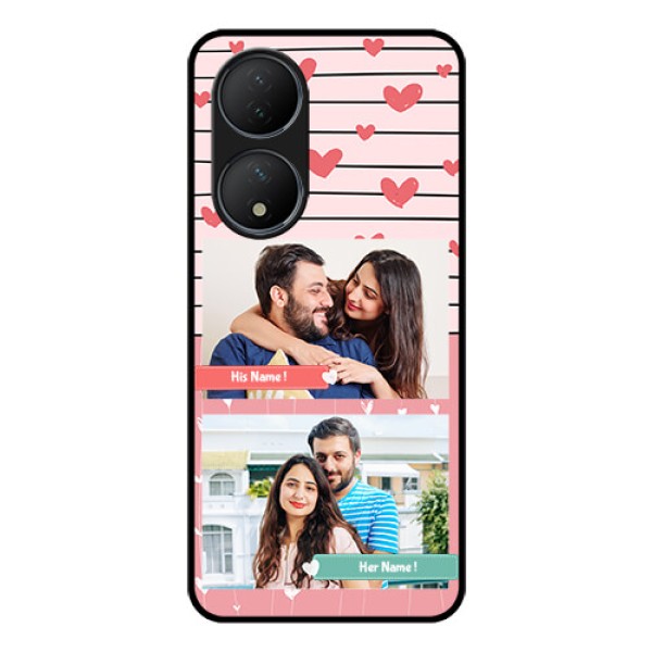Vivo T2 5G Custom Glass Mobile Case - Photo with Heart Design