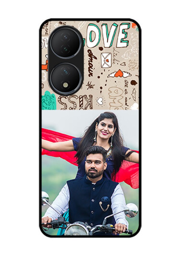 Vivo T2 5G Custom Glass Phone Case - Love Doodle Pattern