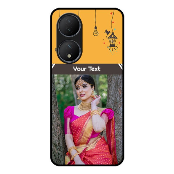 Vivo T2 5G Custom Glass Mobile Case - with Family Picture and Icons Vivo T2 5G Custom Glass Mobile Case - with Family Picture and Icons