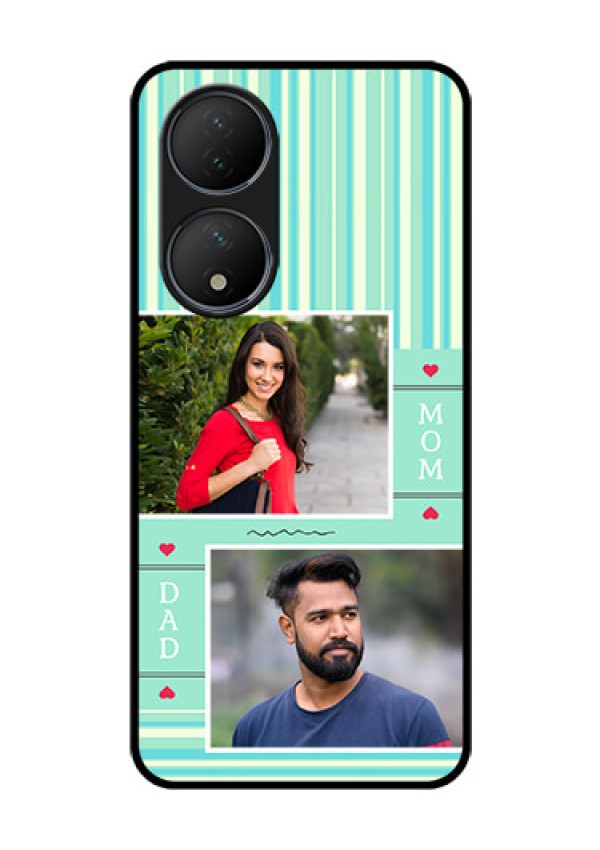 Vivo T2 5G Custom Glass Phone Case - Mom & Dad Pic Design