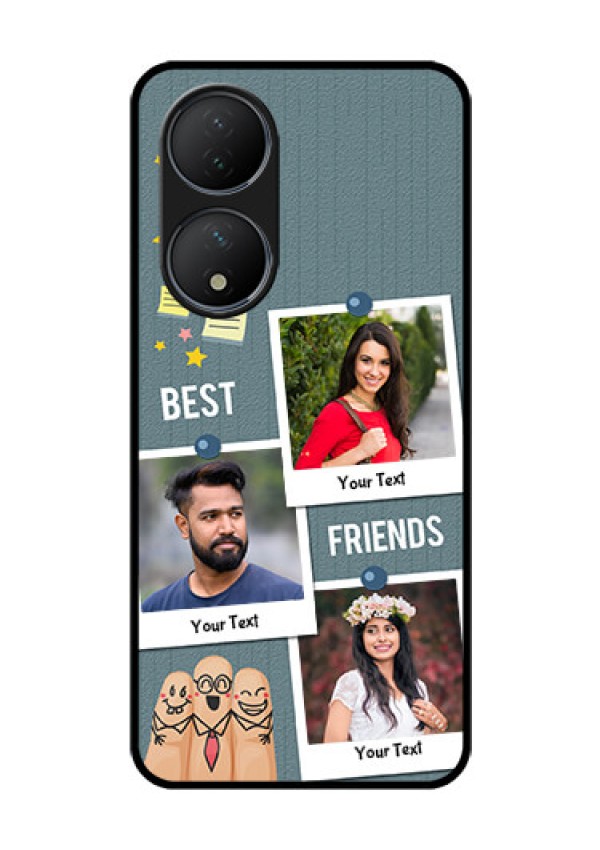 Vivo T2 5G Personalized Glass Phone Case - Sticky Frames and Friendship Design