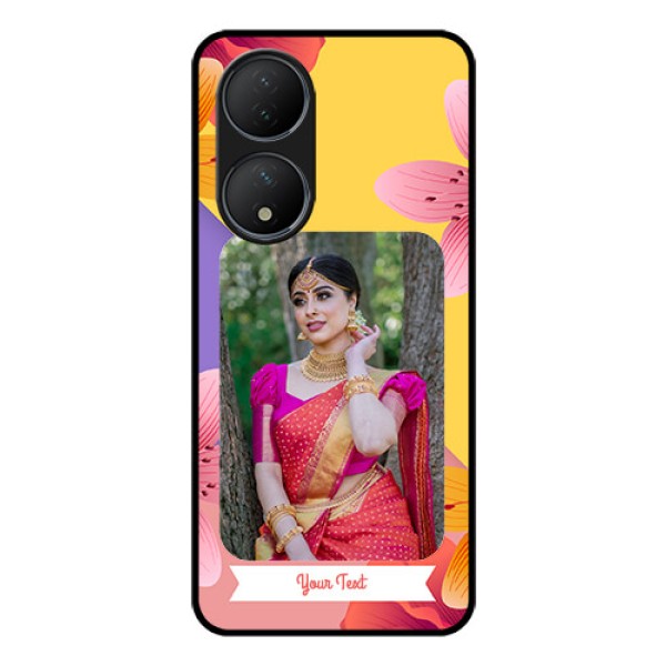 Vivo T2 5G Custom Glass Mobile Case - 3 Image With Vintage Floral Design